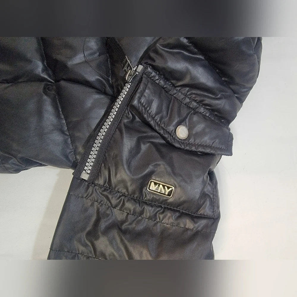 MARC NEW YORK Womens Size Small Black Down Filled Knee Length Puffer Coa…